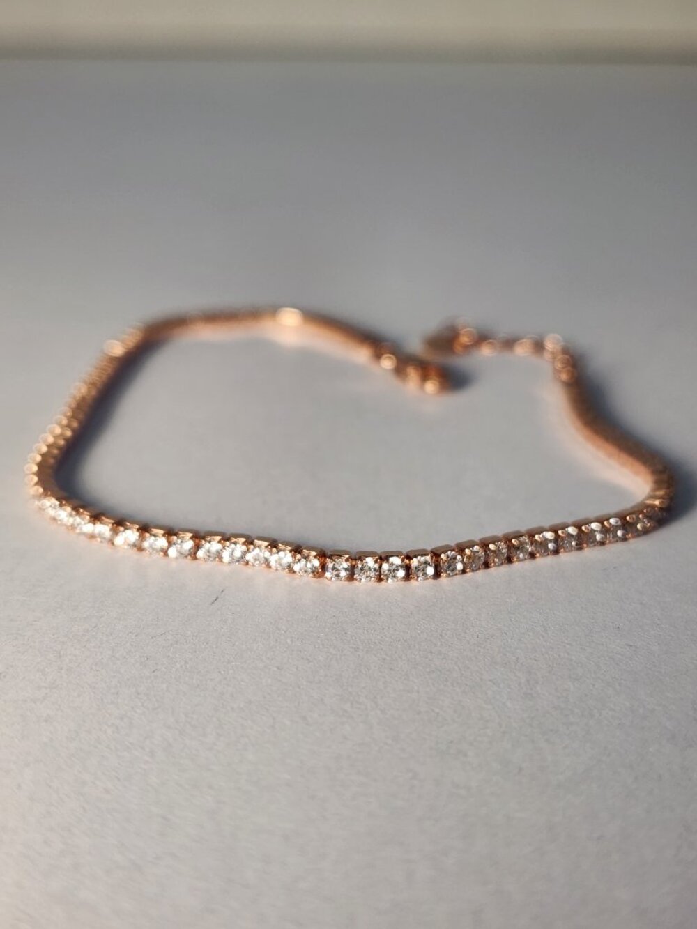 VTG NWOT Stamped BOTH 925 & 14K Rose Gold Tennis Bracelet Adjustable 7.5"
